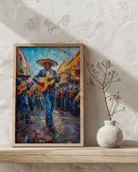 Mexico Mariachi Art Print, Sunny Plaza Decor - Traditional Band