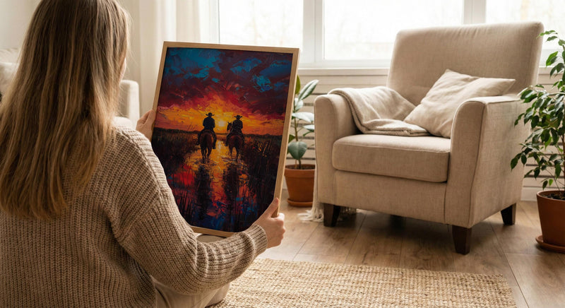 Argentina Gaucho Art Print, Green Pampas Decor - Golden Sunset Poster