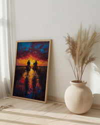 Argentina Gaucho Art Print, Green Pampas Decor - Golden Sunset Poster