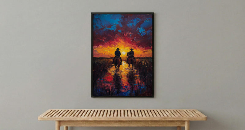 Argentina Gaucho Art Print, Green Pampas Decor - Golden Sunset Poster
