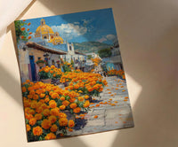 Oaxaca Flower Market Art Print, Orange Marigold Decor - Mexico Street