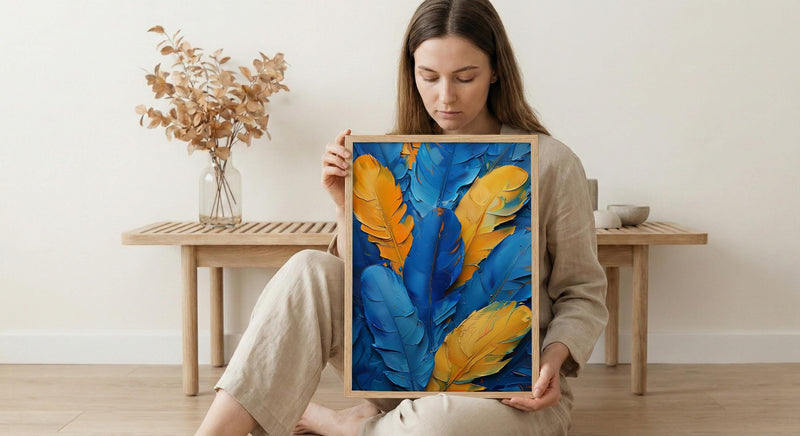 Rio Carnival Poster, Blue Feather Decor - Brazil Festival Print
