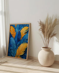 Rio Carnival Poster, Blue Feather Decor - Brazil Festival Print