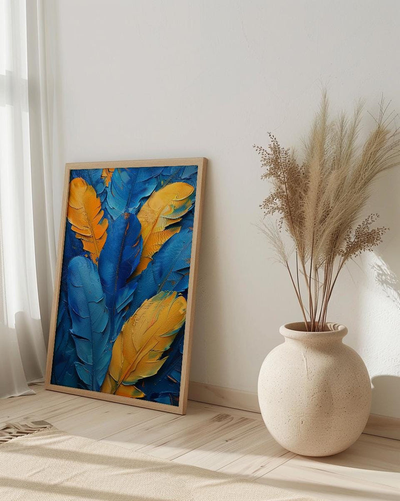 Rio Carnival Poster, Blue Feather Decor - Brazil Festival Print