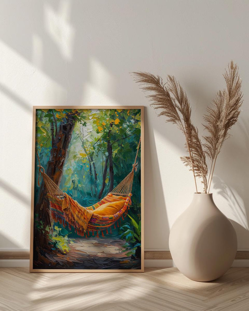 Costa Rica Hammock Art Print, Tropical Jungle Wall Decor - Summer Nature