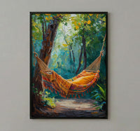 Costa Rica Hammock Art Print, Tropical Jungle Wall Decor - Summer Nature