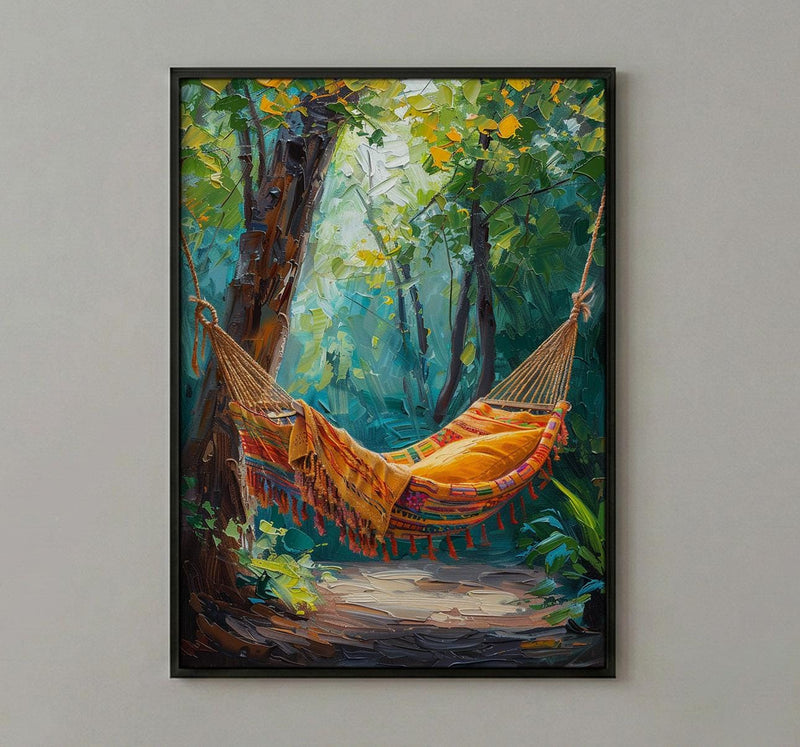 Costa Rica Hammock Art Print, Tropical Jungle Wall Decor - Summer Nature