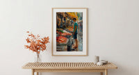 Santiago Market Art Print, Chile Seafood Decor - Vibrant Summer