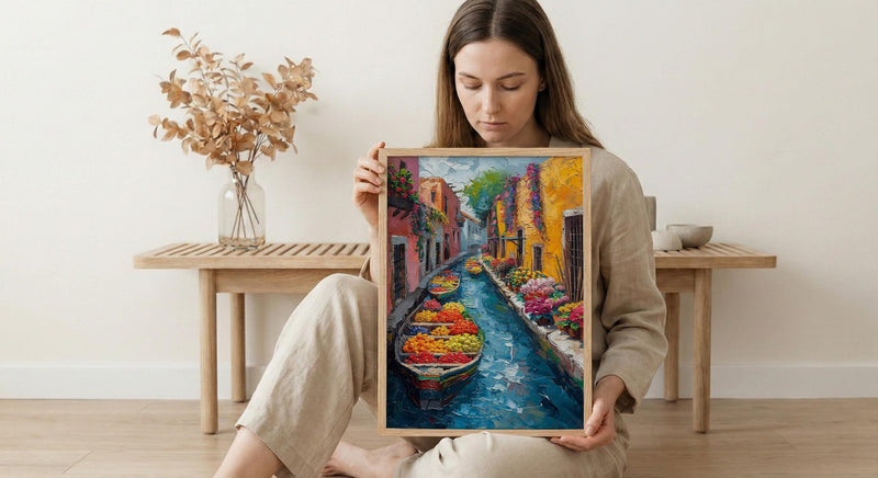 Xochimilco Wall Art, Painted Boat Decor - Mexico Floating Market