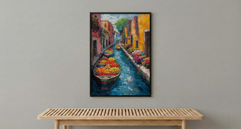 Xochimilco Wall Art, Painted Boat Decor - Mexico Floating Market