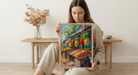 Lima Peru Market Art Print, Red Aji Pepper Decor - Vibrant Food Stall