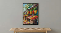 Lima Peru Market Art Print, Red Aji Pepper Decor - Vibrant Food Stall