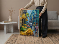 Cartagena Market Art, Green Plantain Decor - Colombia Wall Print