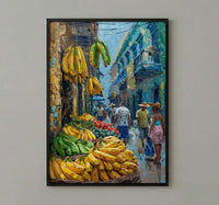 Cartagena Market Art, Green Plantain Decor - Colombia Wall Print