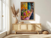 Bolivia Market Art Print, Tropical Juice Decor - Colorful Fruit Stall
