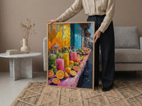 Bolivia Market Art Print, Tropical Juice Decor - Colorful Fruit Stall