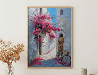 Bahrain Coastal Poster, Pink Bougainvillea - Carved Door Decor