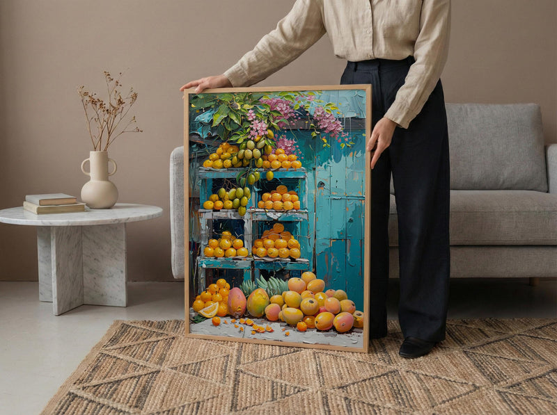 Mexico City Market Art Print, Yellow Mango Decor - Tropical Fruit