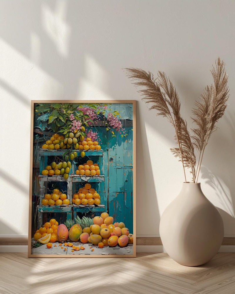 Mexico City Market Art Print, Yellow Mango Decor - Tropical Fruit