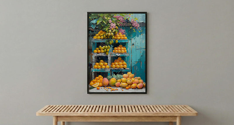 Mexico City Market Art Print, Yellow Mango Decor - Tropical Fruit