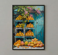 Mexico City Market Art Print, Yellow Mango Decor - Tropical Fruit