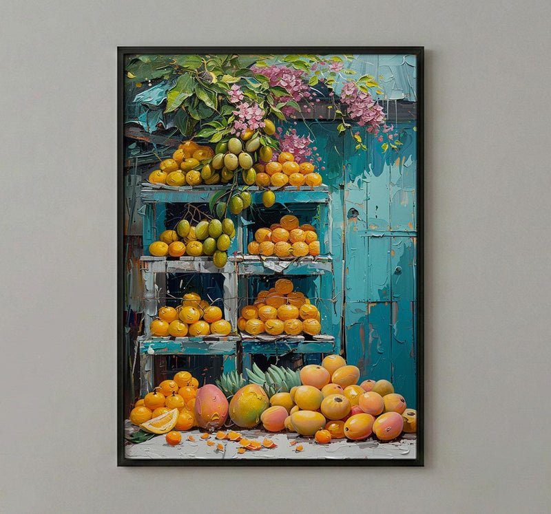 Mexico City Market Art Print, Yellow Mango Decor - Tropical Fruit
