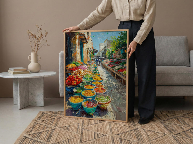 Oaxaca Market Poster, Spice Bowl Decor - Mexico Summer Art Print