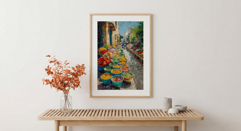 Oaxaca Market Poster, Spice Bowl Decor - Mexico Summer Art Print