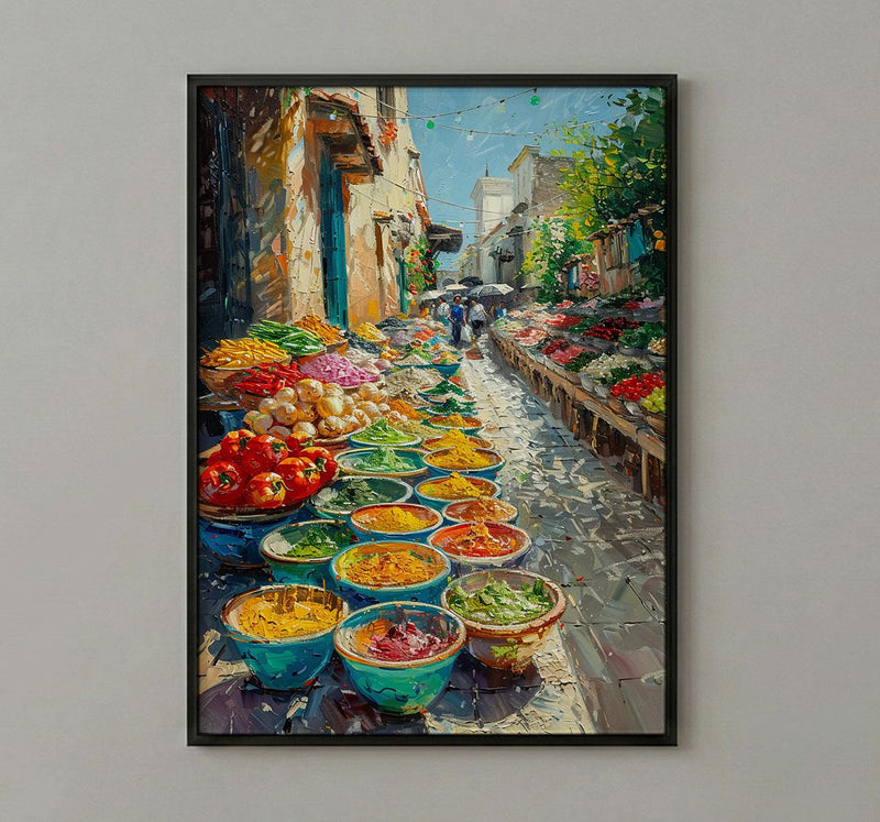 Oaxaca Market Poster, Spice Bowl Decor - Mexico Summer Art Print