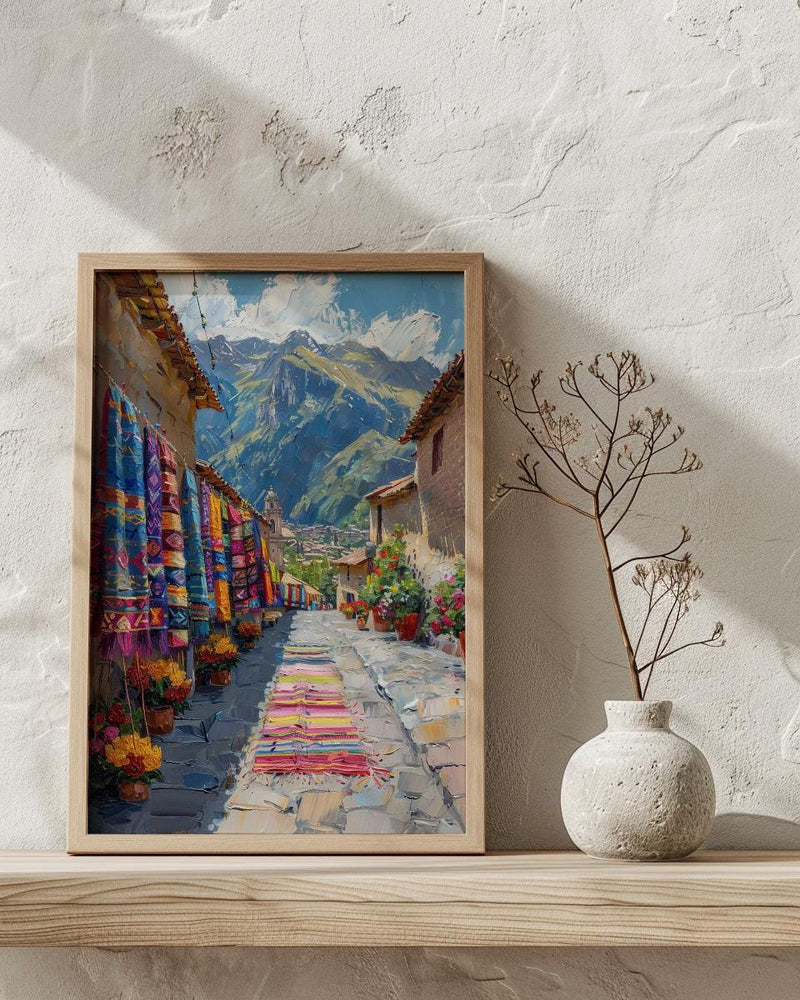 Pisac Market Art Print, Andean Textile Decor - Peru Summer Wall Art