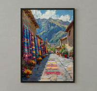 Pisac Market Art Print, Andean Textile Decor - Peru Summer Wall Art