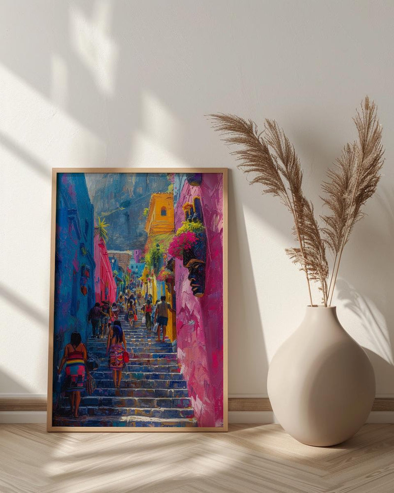 Guatemala Market Art Print, Chichicastenango Wall Decor - Colorful Textile