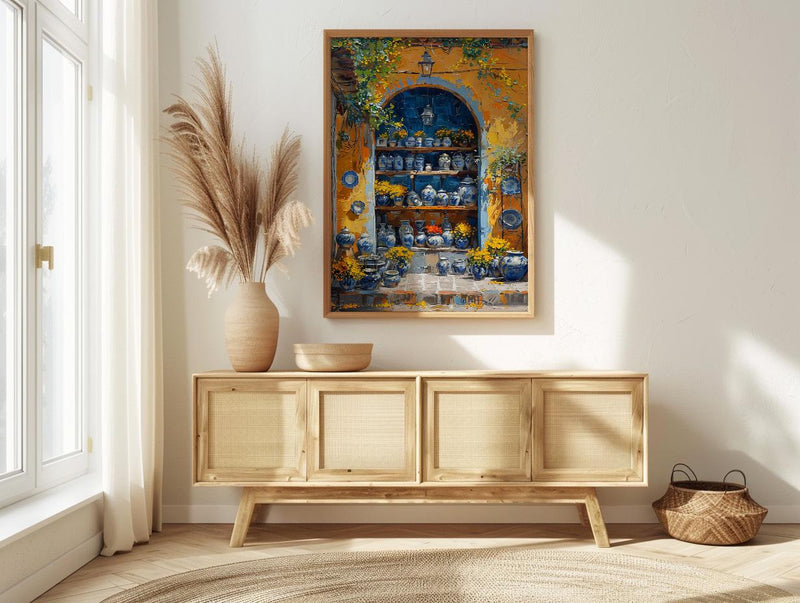 Mexico City Artisan Art Print, Talavera Pottery Decor - Summer Market