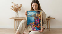 Peru Alpaca Art Print, Puno Market Decor - Colorful Summer Poster
