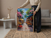 Costa Rica Market Art Print, Wooden Oxcart Decor - Artisan Summer