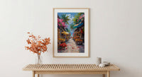 Costa Rica Market Art Print, Wooden Oxcart Decor - Artisan Summer