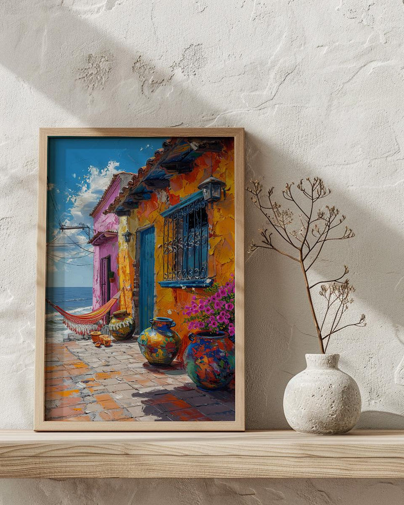 Nicaragua Market Art Print, Colorful Hammock Decor - Rustic Craft