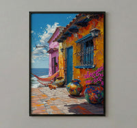 Nicaragua Market Art Print, Colorful Hammock Decor - Rustic Craft