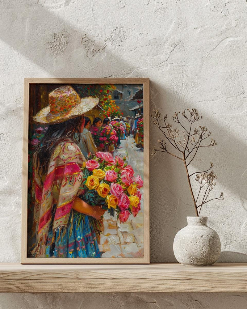 Ecuador Flower Art Print, Cuenca Plaza Wall Decor - Yellow Rose