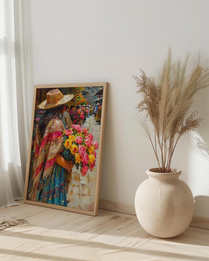 Ecuador Flower Art Print, Cuenca Plaza Wall Decor - Yellow Rose