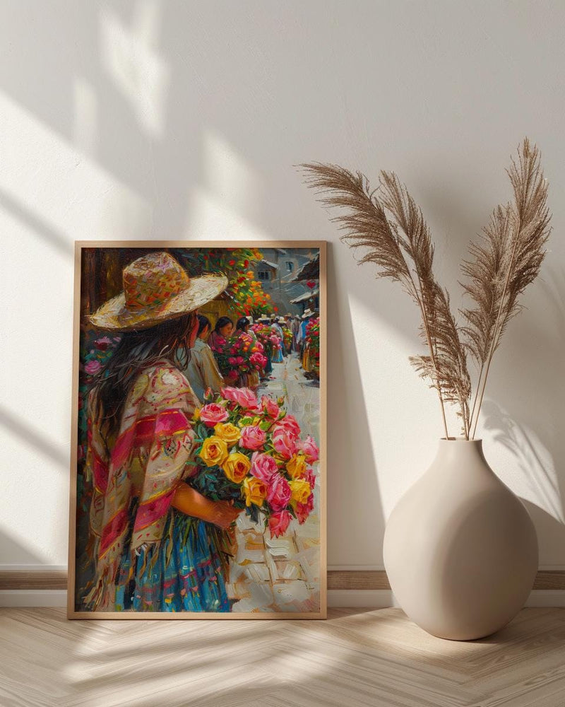 Ecuador Flower Art Print, Cuenca Plaza Wall Decor - Yellow Rose