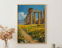 Jerash Wall Art, Ancient Ruins Wall Decor - Yellow Mustard Print