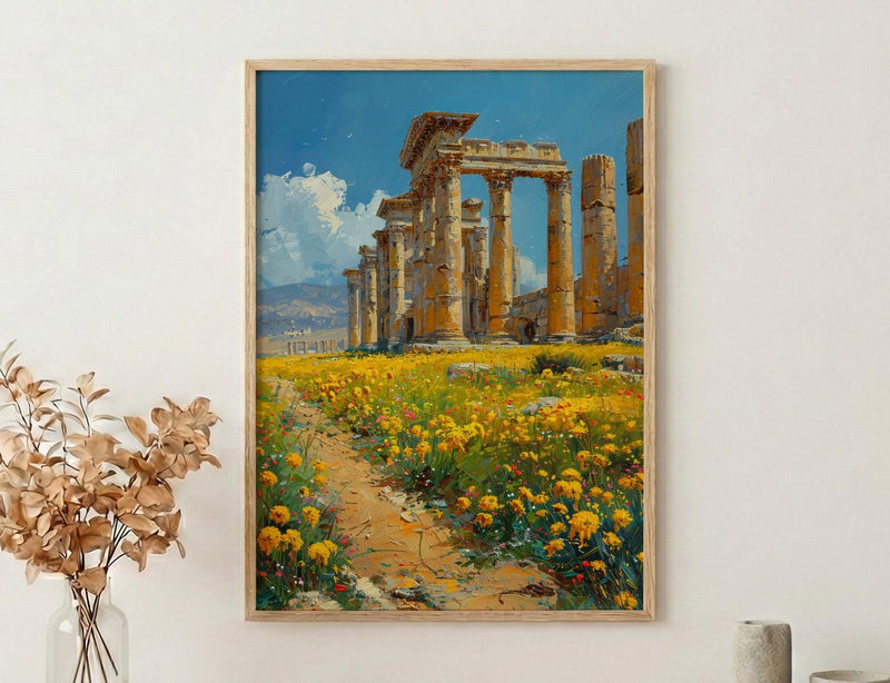 Jerash Wall Art, Ancient Ruins Wall Decor - Yellow Mustard Print