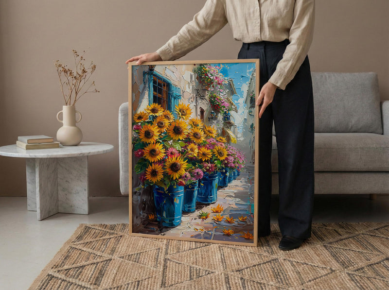 Buenos Aires Floral Wall Art, Argentina Market Decor - Bright Sunflower Print