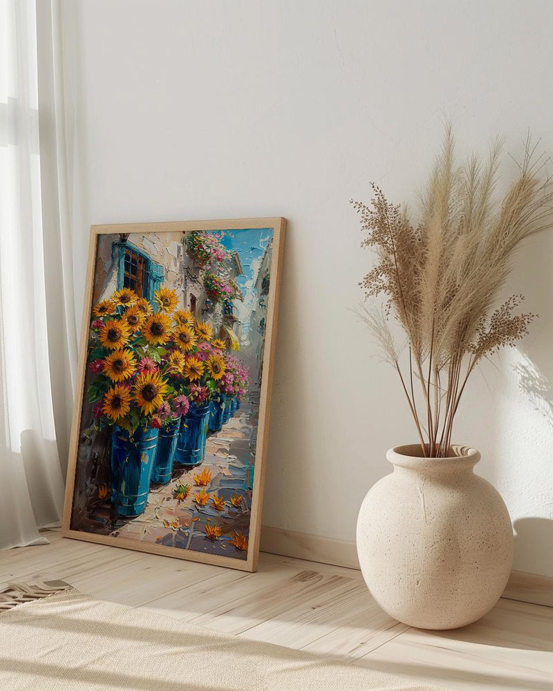Buenos Aires Floral Wall Art, Argentina Market Decor - Bright Sunflower Print