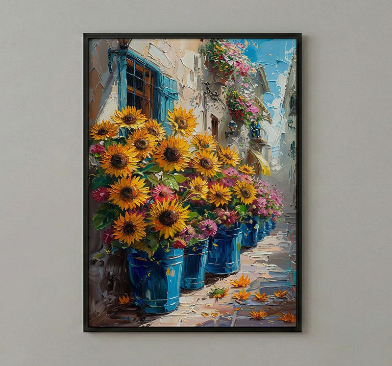 Buenos Aires Floral Wall Art, Argentina Market Decor - Bright Sunflower Print
