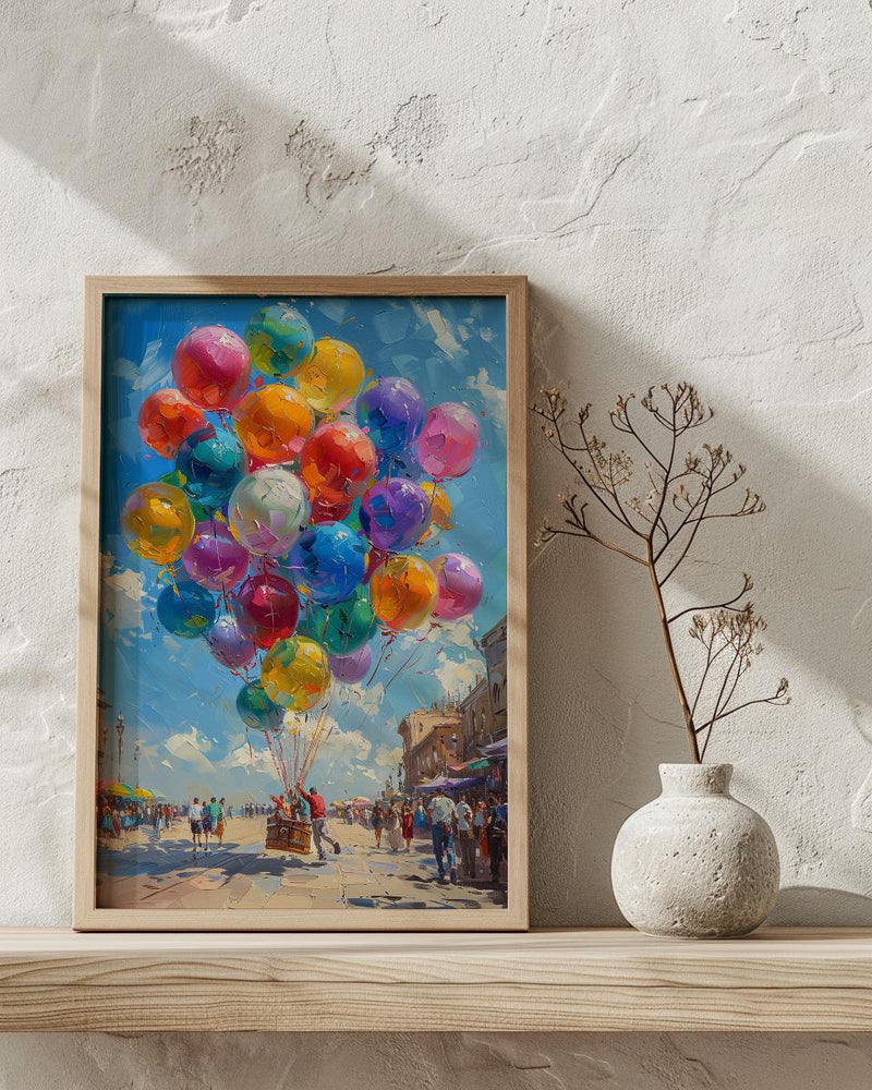 Mexico City Zocalo Art Print, Street Vendor Decor - Colorful Balloon