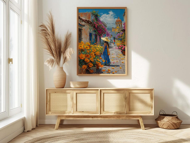 Mexico Amber Market Art Print, San Cristobal Decor - Summer Flower