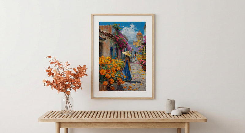Mexico Amber Market Art Print, San Cristobal Decor - Summer Flower