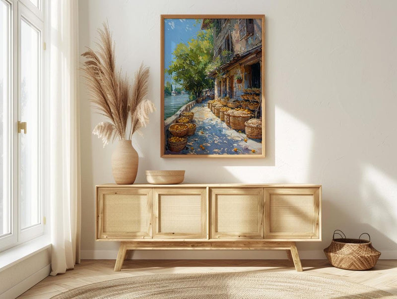 Argentina Market Wall Art, Riverfront Decor - Wicker Basket Print